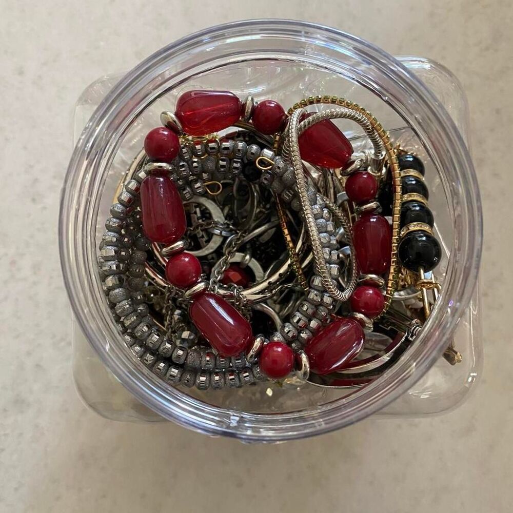 Gold And Silver Tone Mystery Jewelry Jar - Picture 2 of 3